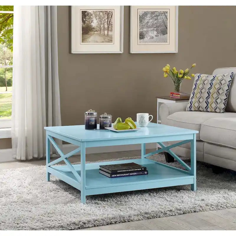 Convenience Concepts Oxford 36 Square Coffee Table with Shelf