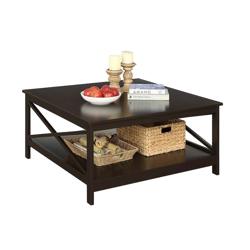 Convenience Concepts Oxford 36 Square Coffee Table with Shelf