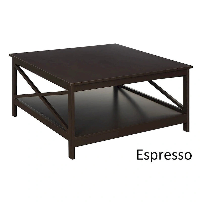 Convenience Concepts Oxford 36 Square Coffee Table with Shelf