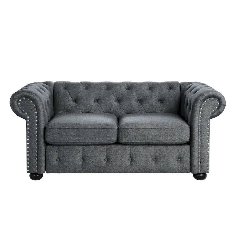 Corvus Aleksis Tufted Chesterfield Loveseat Sofa