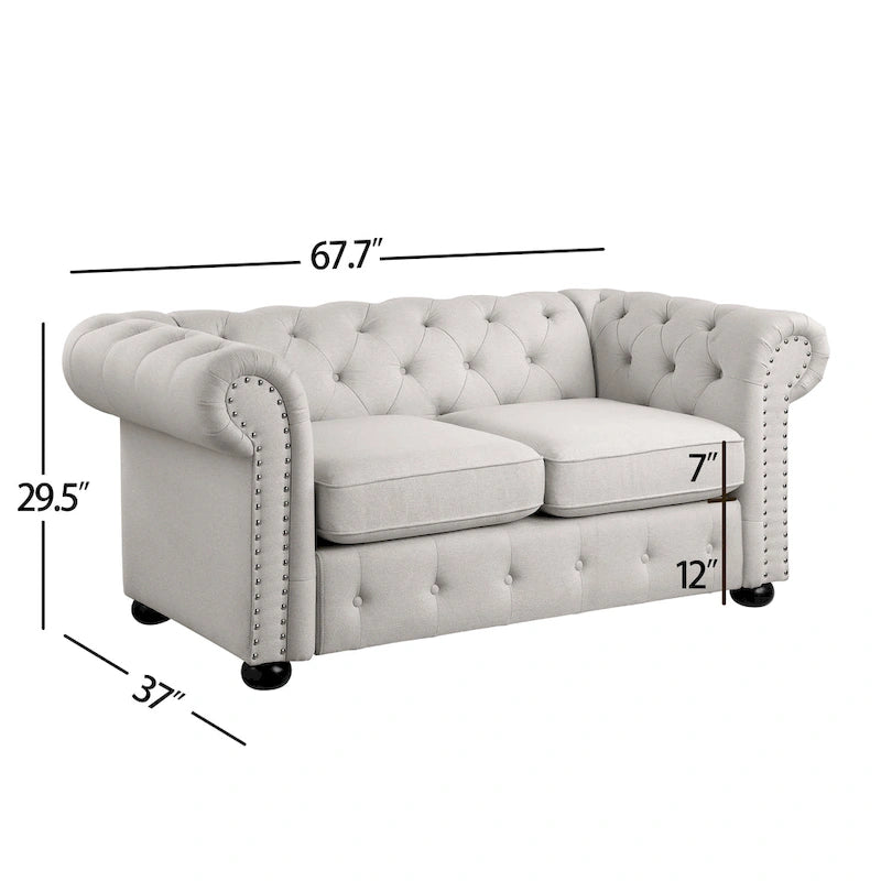 Corvus Aleksis Tufted Chesterfield Loveseat Sofa