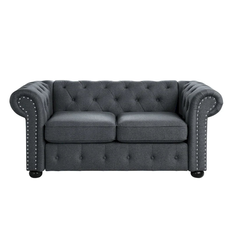 Corvus Aleksis Tufted Chesterfield Loveseat Sofa