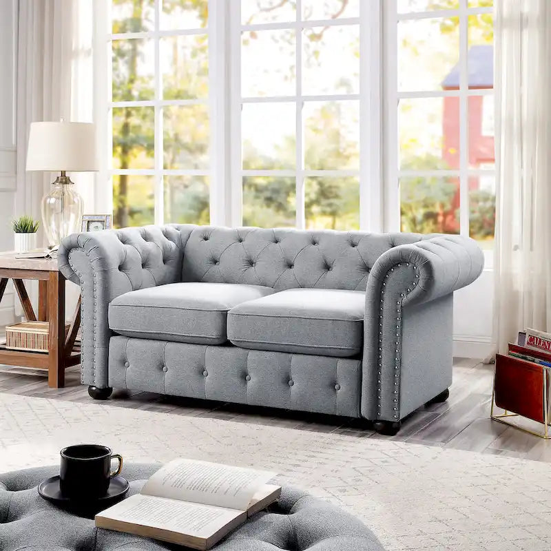 Corvus Aleksis Tufted Chesterfield Loveseat Sofa