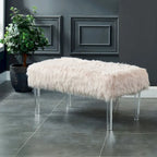 Andral Contemporary Faux Fur Upholstery Entryway Bench by Silver Orchid