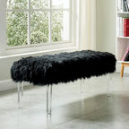 Andral Contemporary Faux Fur Upholstery Entryway Bench by Silver Orchid