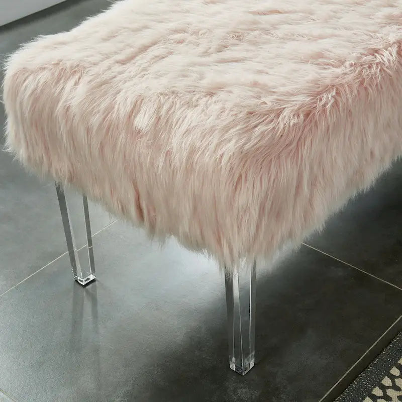 Andral Contemporary Faux Fur Upholstery Entryway Bench by Silver Orchid