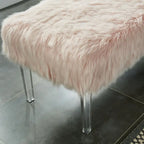 Andral Contemporary Faux Fur Upholstery Entryway Bench by Silver Orchid