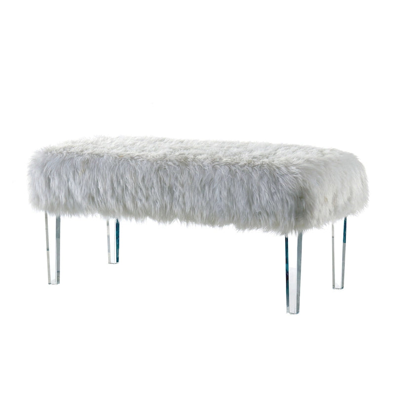 Andral Contemporary Faux Fur Upholstery Entryway Bench by Silver Orchid