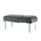 Andral Contemporary Faux Fur Upholstery Entryway Bench by Silver Orchid