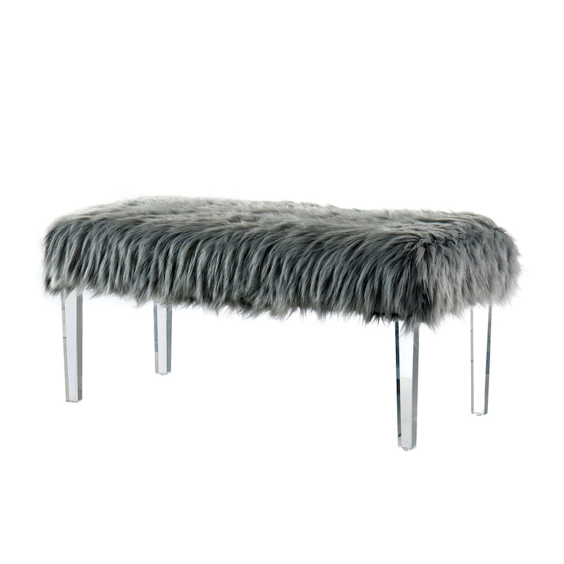 Andral Contemporary Faux Fur Upholstery Entryway Bench by Silver Orchid