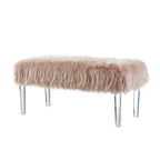 Andral Contemporary Faux Fur Upholstery Entryway Bench by Silver Orchid