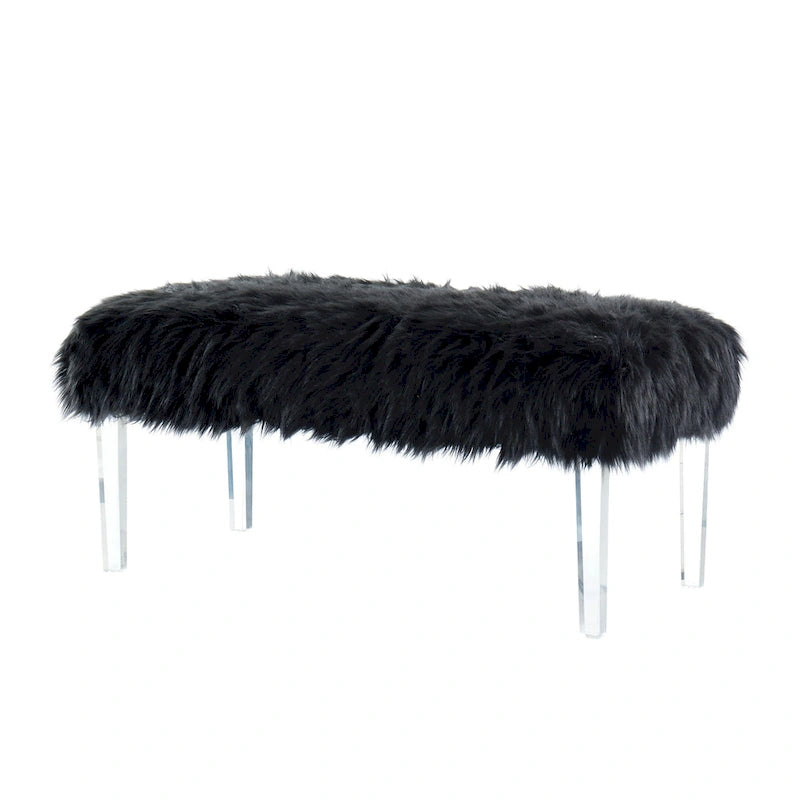 Andral Contemporary Faux Fur Upholstery Entryway Bench by Silver Orchid