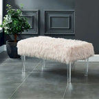 Andral Contemporary Faux Fur Upholstery Entryway Bench by Silver Orchid