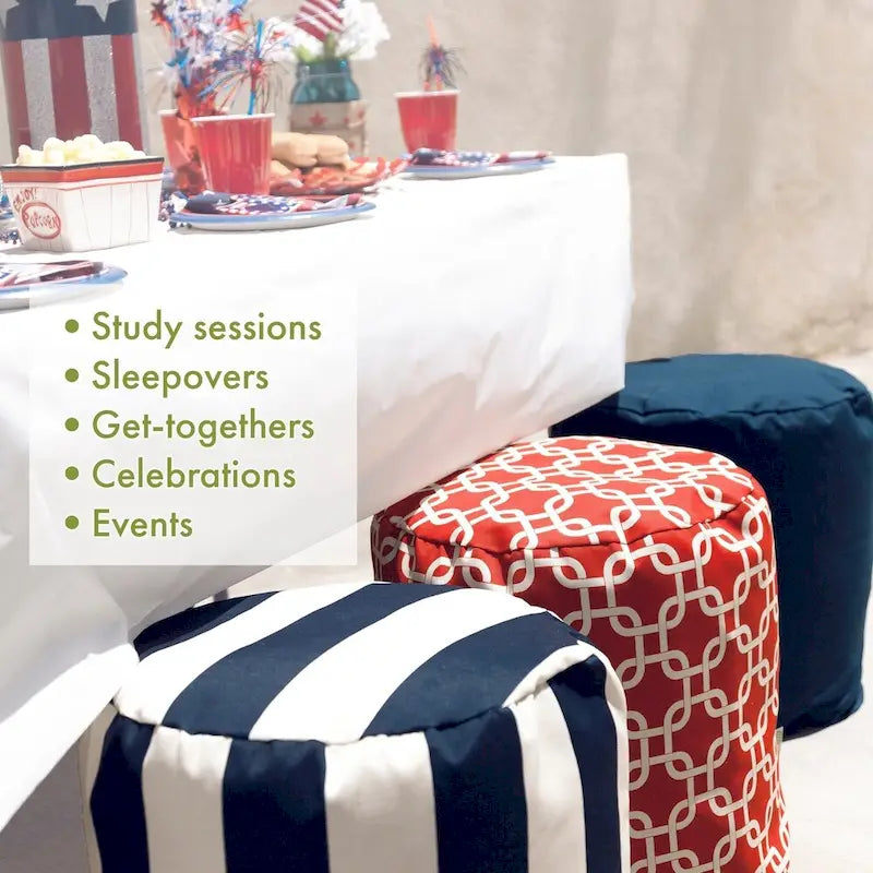 Majestic Home Goods Chevron Indoor / Outdoor Ottoman Pouf 16 L x 16 W x 17 H
