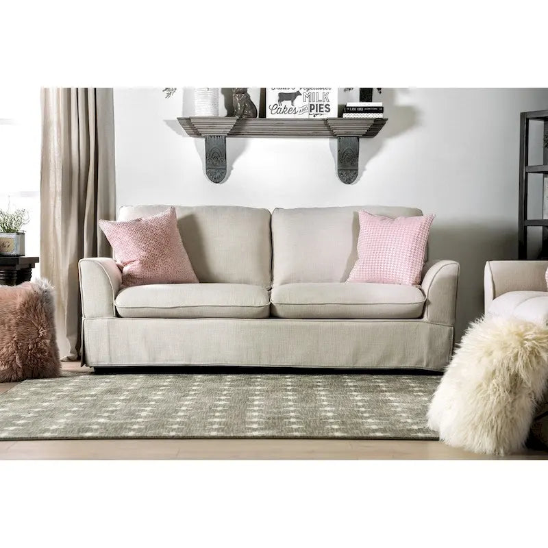 Nis Casual Fabric Upholstered Slipcovered Sofa by Furniture of America