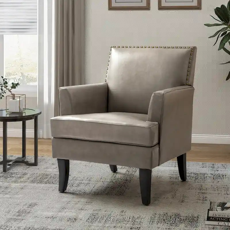 Nileus Contemporary and Classic Polyester Accent Chair with Solid Wooden Legs by HULALA HOME