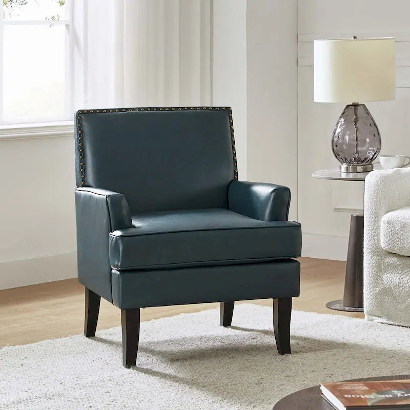Nileus Contemporary and Classic Polyester Accent Chair with Solid Wooden Legs by HULALA HOME