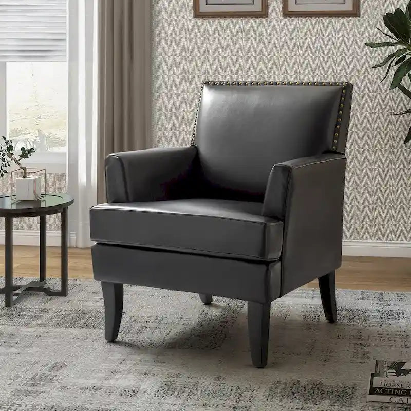 Nileus Contemporary and Classic Polyester Accent Chair with Solid Wooden Legs by HULALA HOME