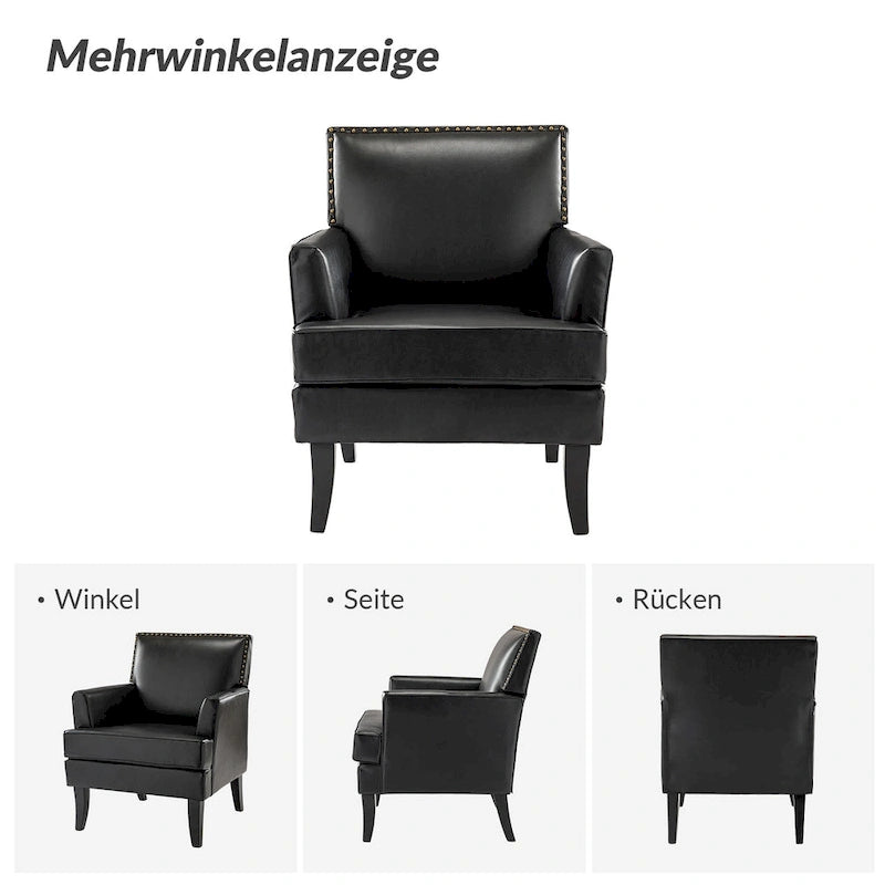 Nileus Contemporary and Classic Polyester Accent Chair with Solid Wooden Legs by HULALA HOME