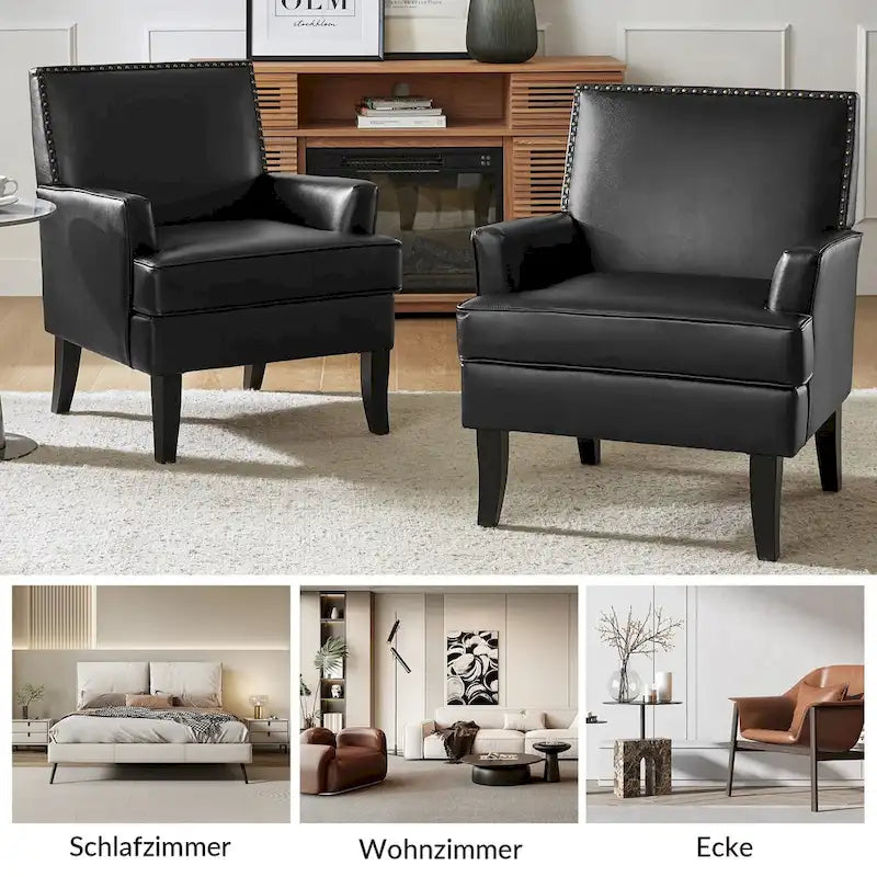 Nileus Contemporary and Classic Polyester Accent Chair with Solid Wooden Legs by HULALA HOME