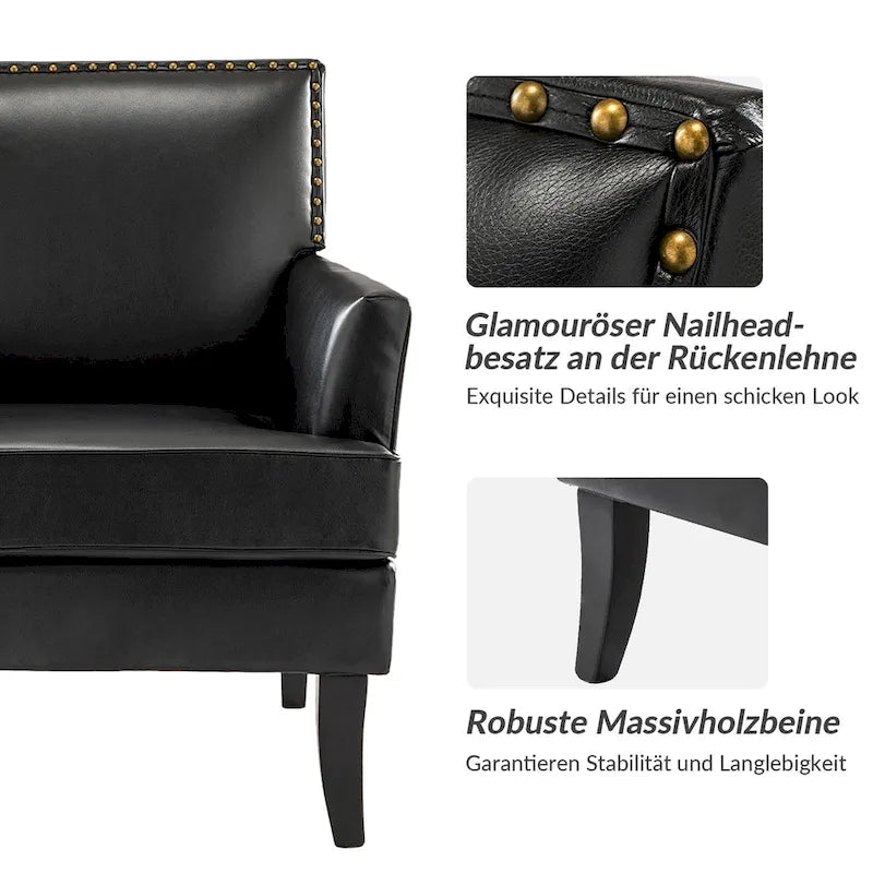 Nileus Contemporary and Classic Polyester Accent Chair with Solid Wooden Legs by HULALA HOME