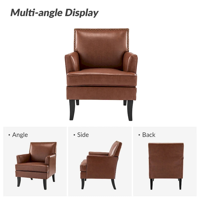 Nileus Contemporary and Classic Polyester Accent Chair with Solid Wooden Legs by HULALA HOME
