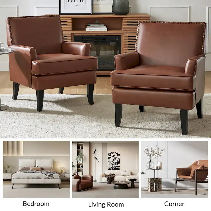 Nileus Contemporary and Classic Polyester Accent Chair with Solid Wooden Legs by HULALA HOME
