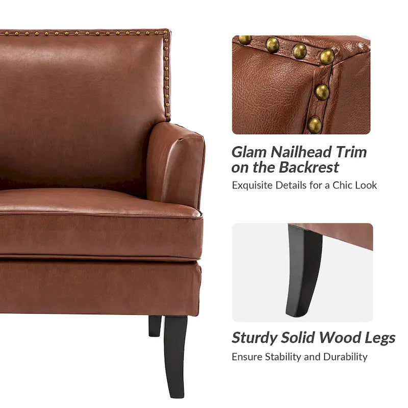 Nileus Contemporary and Classic Polyester Accent Chair with Solid Wooden Legs by HULALA HOME