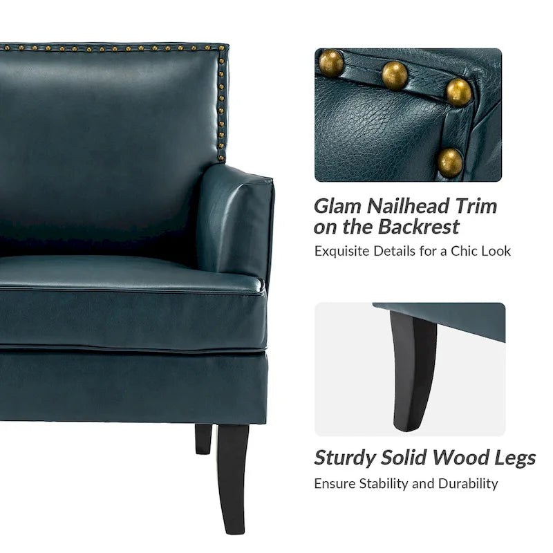 Nileus Contemporary and Classic Polyester Accent Chair with Solid Wooden Legs by HULALA HOME