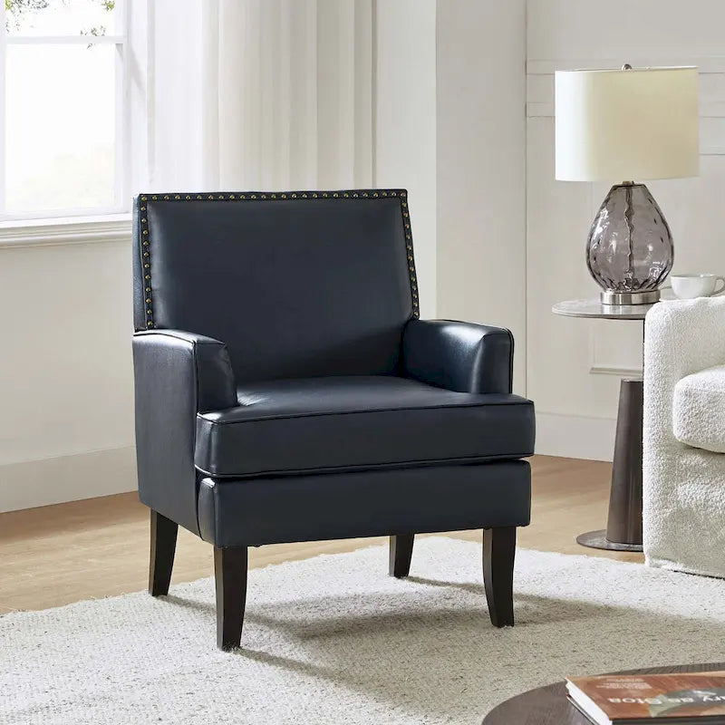 Nileus Contemporary and Classic Polyester Accent Chair with Solid Wooden Legs by HULALA HOME