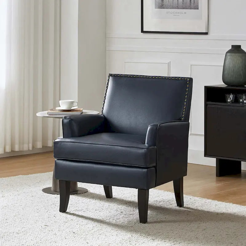 Nileus Contemporary and Classic Polyester Accent Chair with Solid Wooden Legs by HULALA HOME