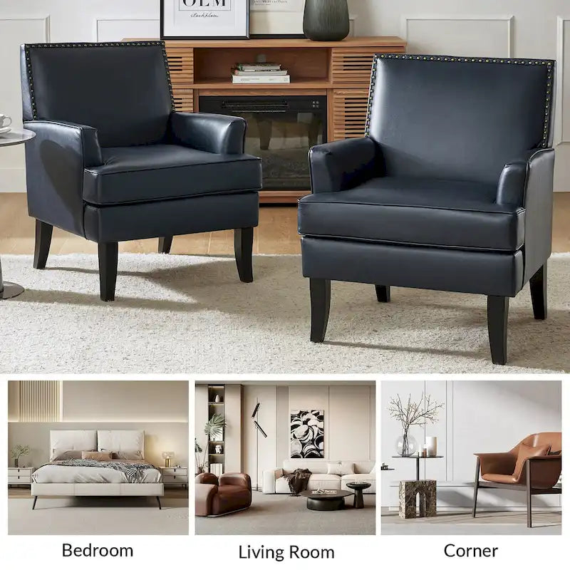 Nileus Contemporary and Classic Polyester Accent Chair with Solid Wooden Legs by HULALA HOME