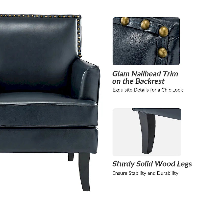 Nileus Contemporary and Classic Polyester Accent Chair with Solid Wooden Legs by HULALA HOME