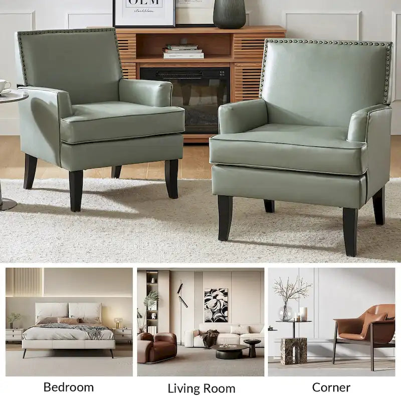 Nileus Contemporary and Classic Polyester Accent Chair with Solid Wooden Legs by HULALA HOME