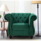 Kemos Velvet Chesterfield 2-Piece Set-Chair and Sofa