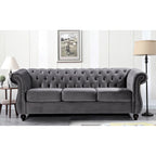 Kemos Velvet Chesterfield 2-Piece Set-Chair and Sofa