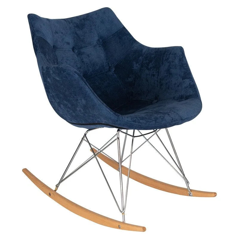 Willow Modern Velvet Upholstered Rocking Nursery Chair - Mid Century Accent Armchair for Home Living Bedroom Indoor & Outdoor