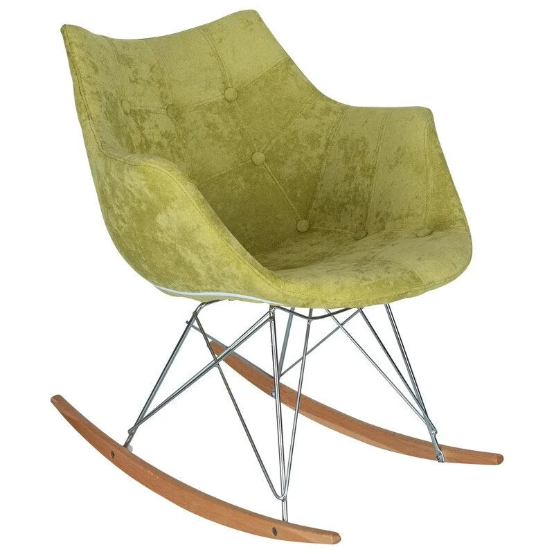 Willow Modern Velvet Upholstered Rocking Nursery Chair - Mid Century Accent Armchair for Home Living Bedroom Indoor & Outdoor
