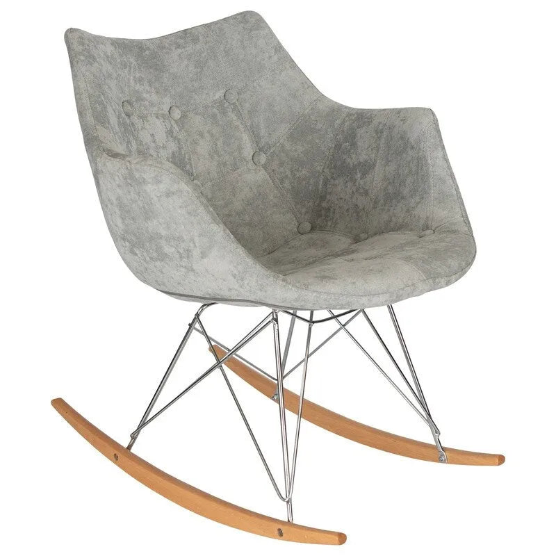 Willow Modern Velvet Upholstered Rocking Nursery Chair - Mid Century Accent Armchair for Home Living Bedroom Indoor & Outdoor