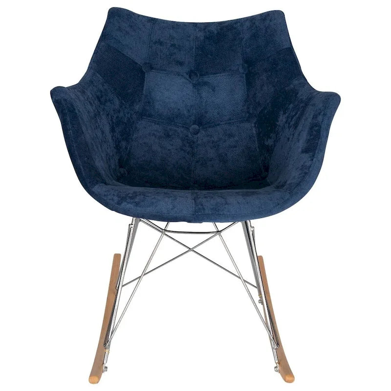 Willow Modern Velvet Upholstered Rocking Nursery Chair - Mid Century Accent Armchair for Home Living Bedroom Indoor & Outdoor
