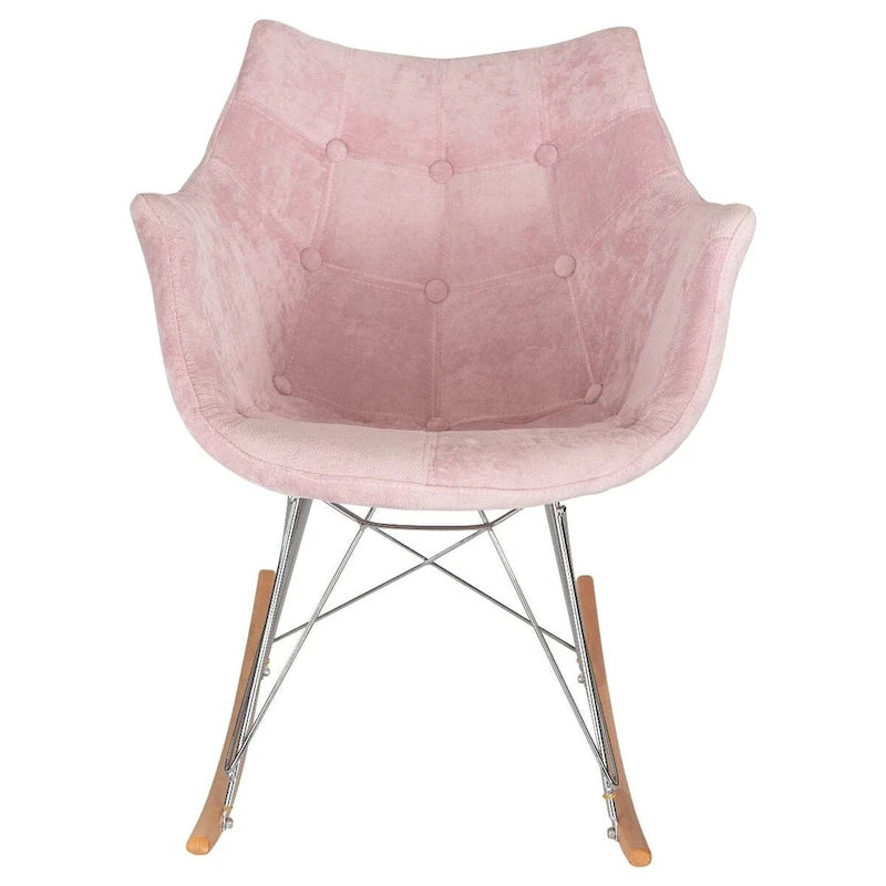Willow Modern Velvet Upholstered Rocking Nursery Chair - Mid Century Accent Armchair for Home Living Bedroom Indoor & Outdoor