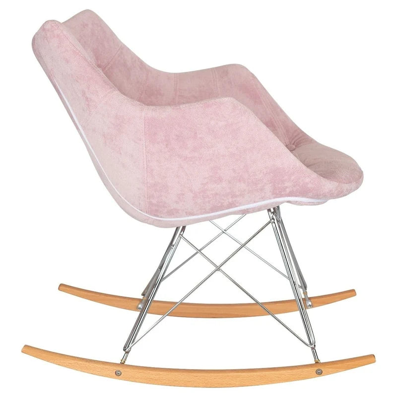 Willow Modern Velvet Upholstered Rocking Nursery Chair - Mid Century Accent Armchair for Home Living Bedroom Indoor & Outdoor