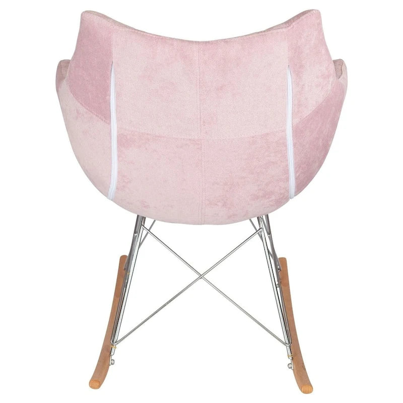 Willow Modern Velvet Upholstered Rocking Nursery Chair - Mid Century Accent Armchair for Home Living Bedroom Indoor & Outdoor