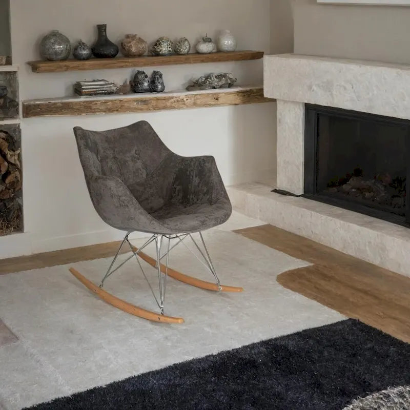 Willow Modern Velvet Upholstered Rocking Nursery Chair - Mid Century Accent Armchair for Home Living Bedroom Indoor & Outdoor