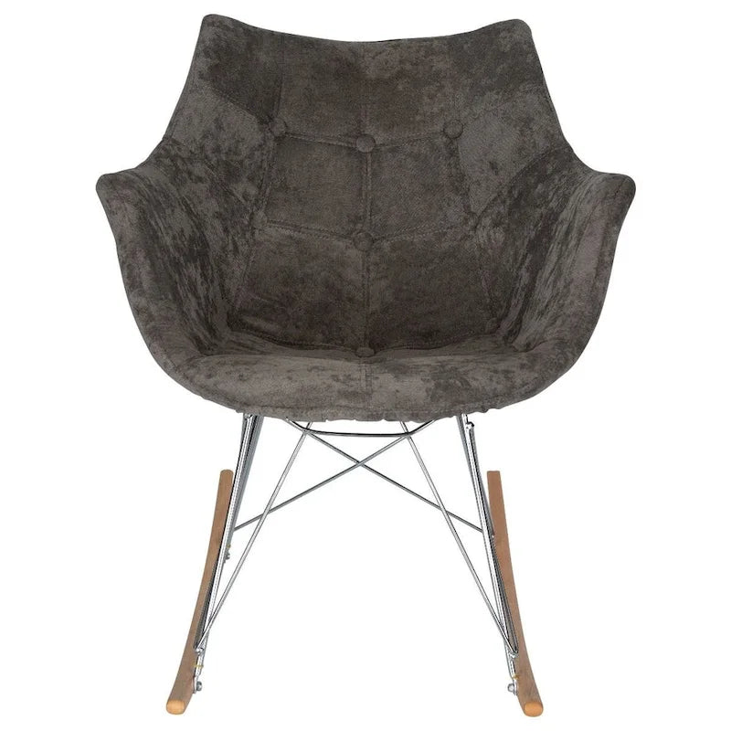 Willow Modern Velvet Upholstered Rocking Nursery Chair - Mid Century Accent Armchair for Home Living Bedroom Indoor & Outdoor