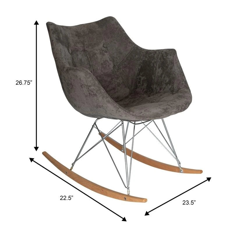 Willow Modern Velvet Upholstered Rocking Nursery Chair - Mid Century Accent Armchair for Home Living Bedroom Indoor & Outdoor