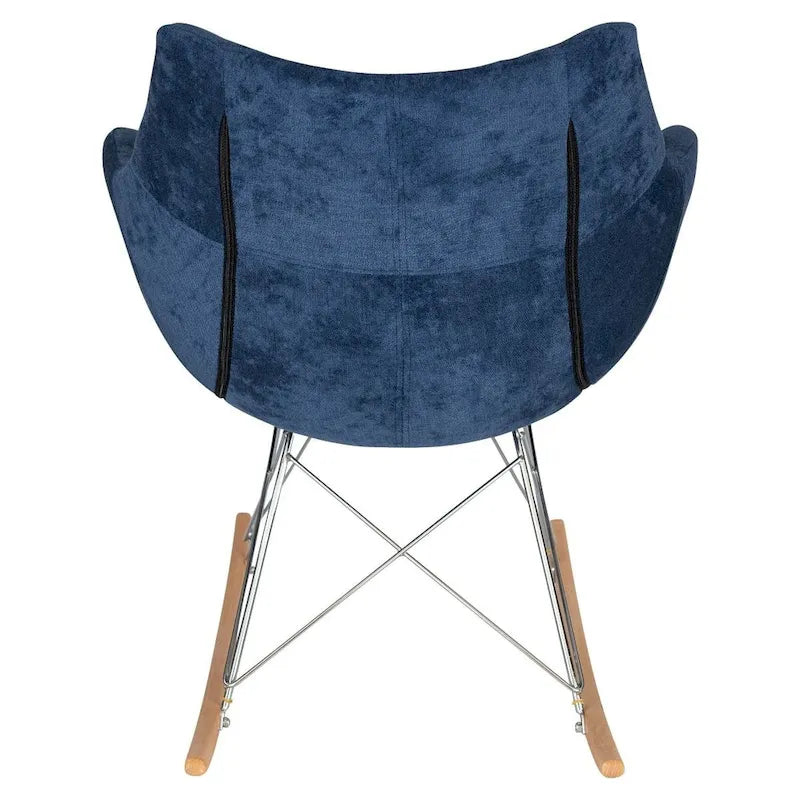 Willow Modern Velvet Upholstered Rocking Nursery Chair - Mid Century Accent Armchair for Home Living Bedroom Indoor & Outdoor
