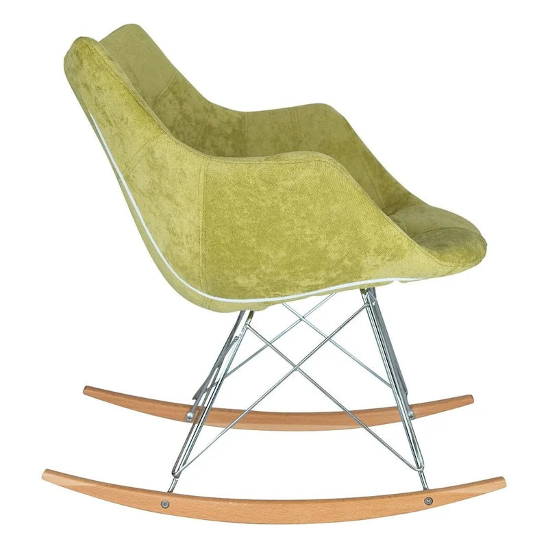 Willow Modern Velvet Upholstered Rocking Nursery Chair - Mid Century Accent Armchair for Home Living Bedroom Indoor & Outdoor