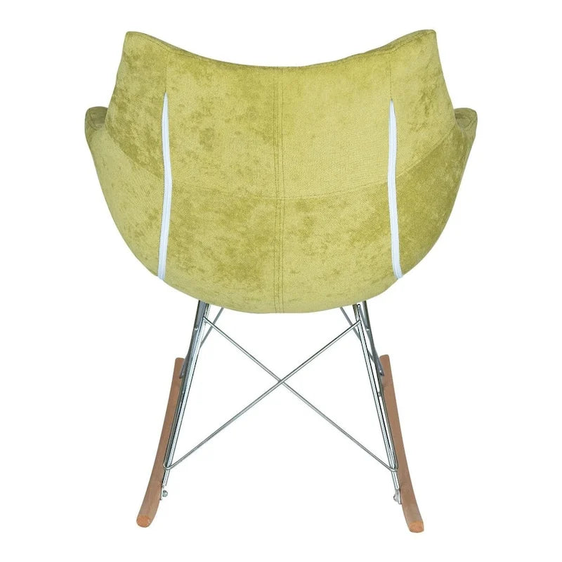 Willow Modern Velvet Upholstered Rocking Nursery Chair - Mid Century Accent Armchair for Home Living Bedroom Indoor & Outdoor