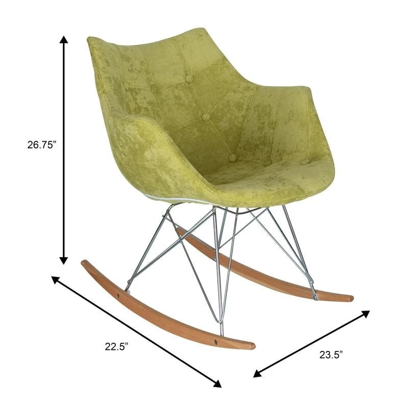 Willow Modern Velvet Upholstered Rocking Nursery Chair - Mid Century Accent Armchair for Home Living Bedroom Indoor & Outdoor